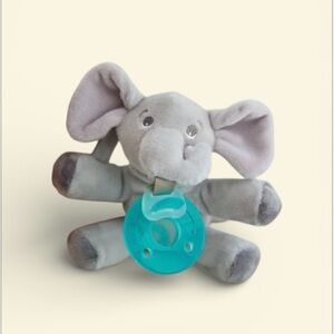 Cuddly Gray Elephant Plush with Teal Pacifier